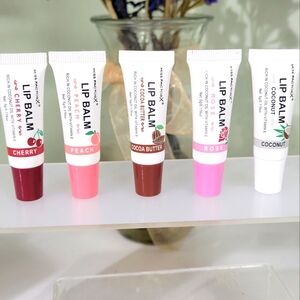 5pc Lip Gloss Balm Set - Cherry, Peach, Cocoa Butter, Rose, Coconut